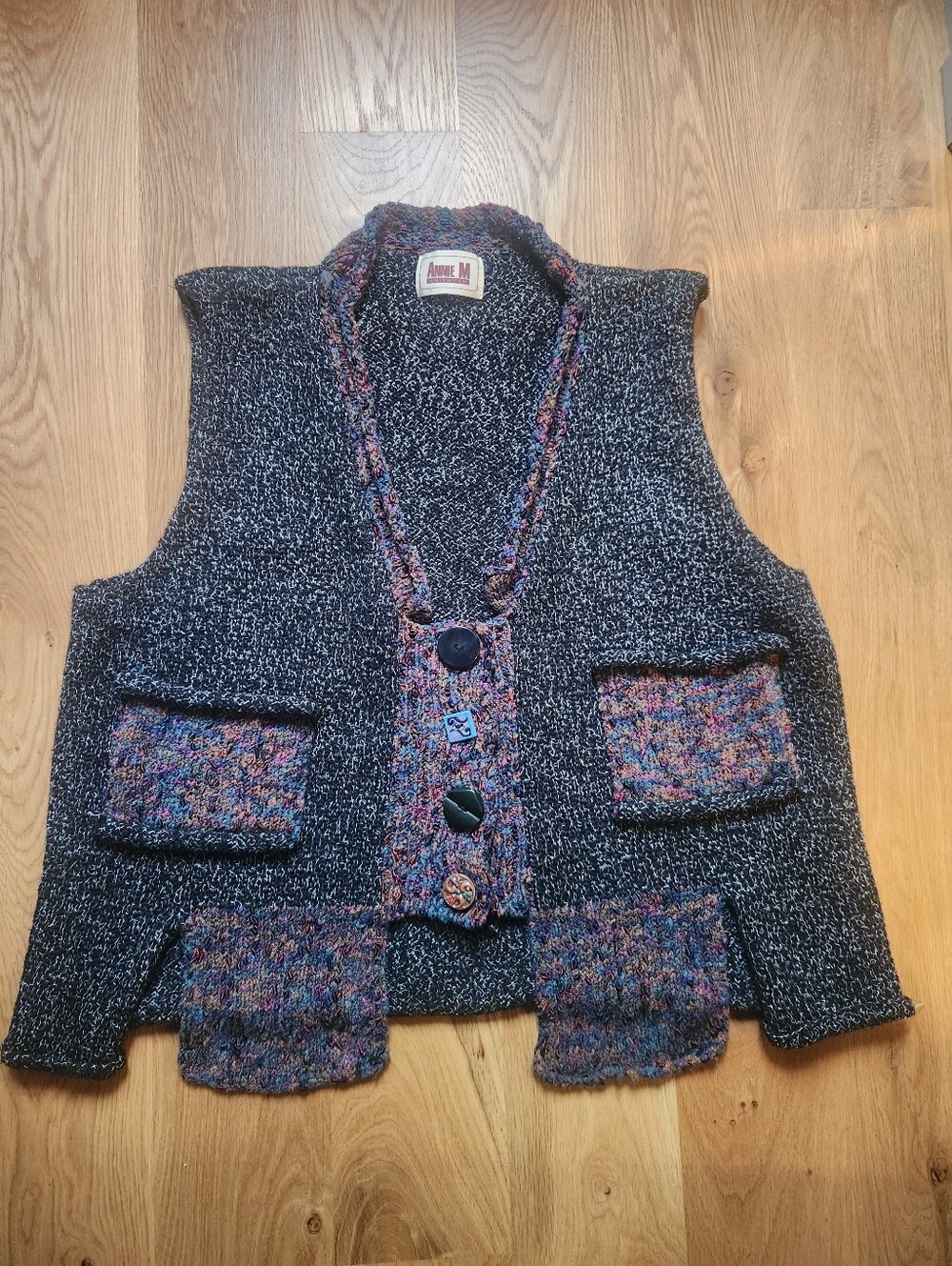 Annie M Multicolor Marled Knit Vest OversIzed Medium